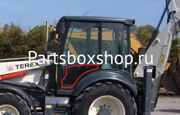 Стекло дверное нижнее левое Terex 820, 860 KMK